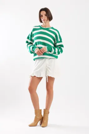 STRIPED KNIT SWEATER - GREEN