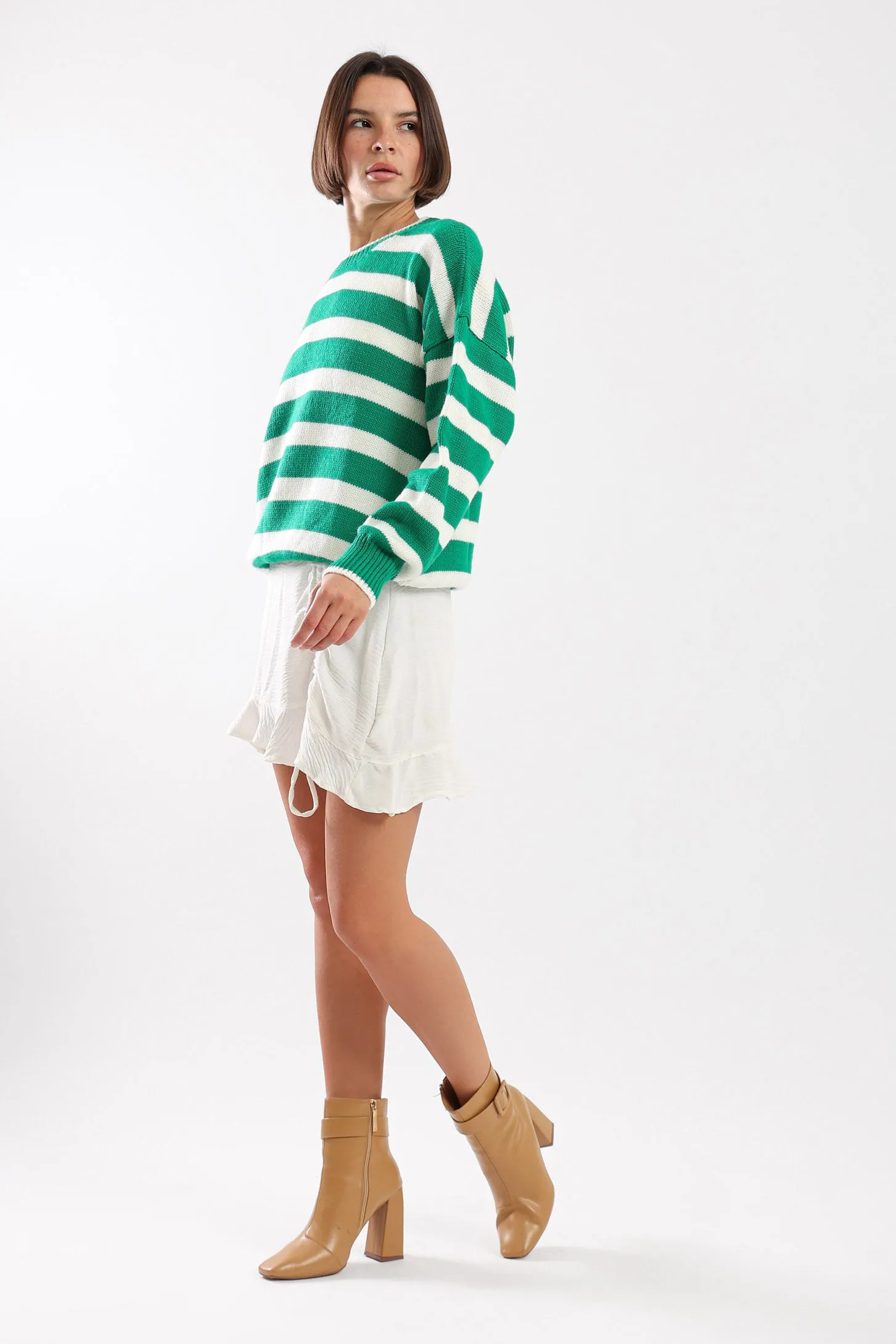 STRIPED KNIT SWEATER - GREEN