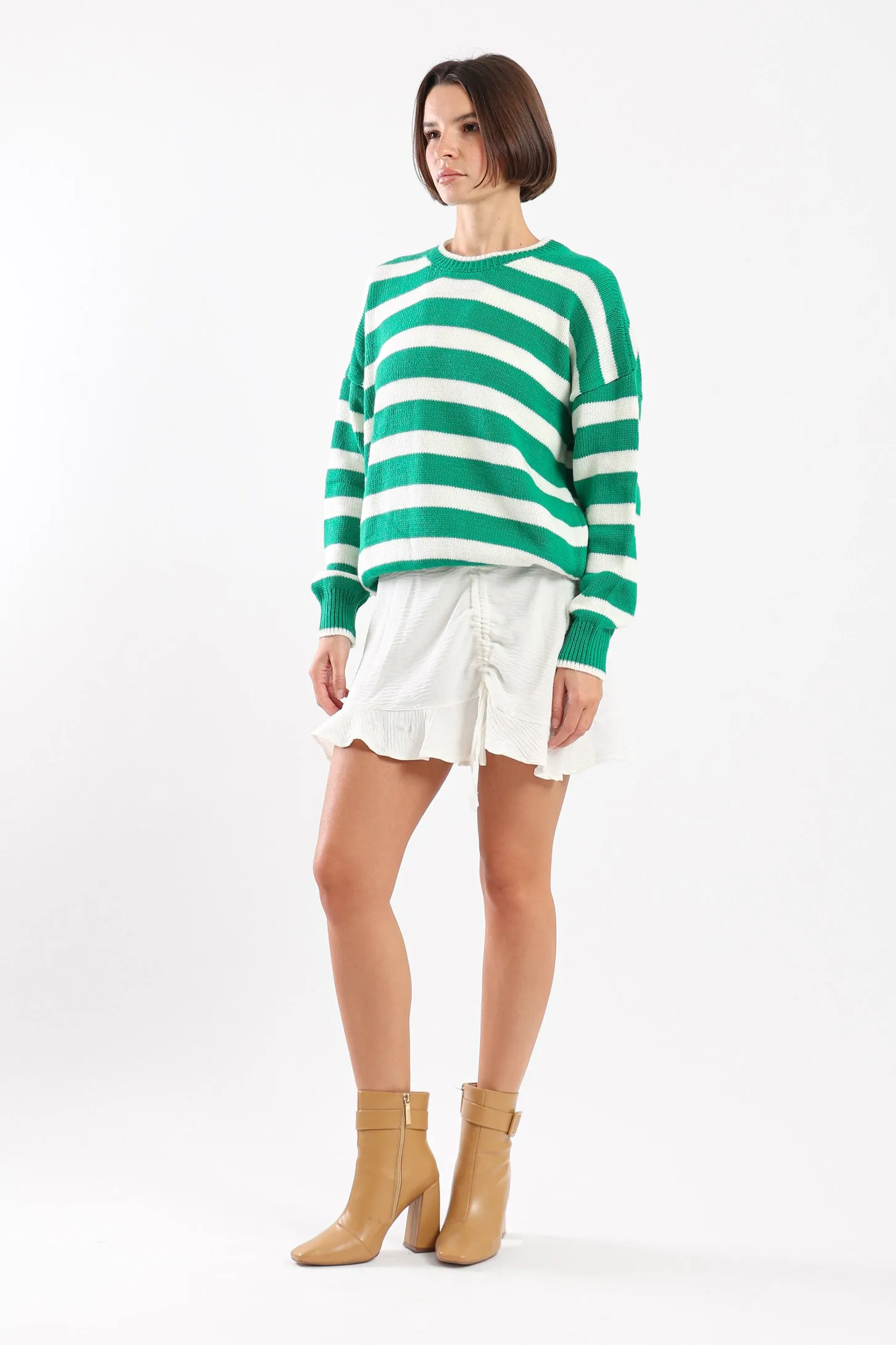 STRIPED KNIT SWEATER - GREEN