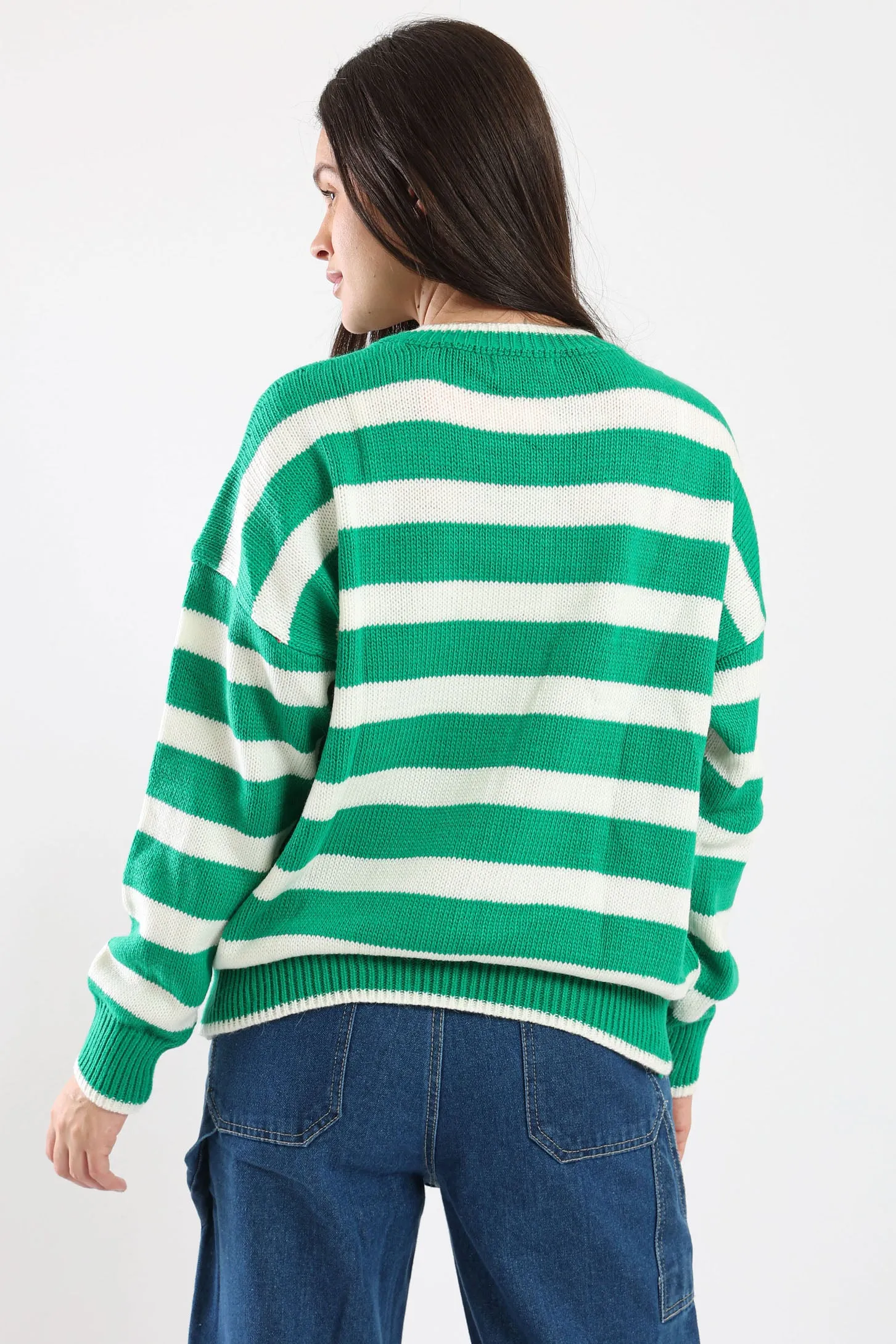 STRIPED KNIT SWEATER - GREEN