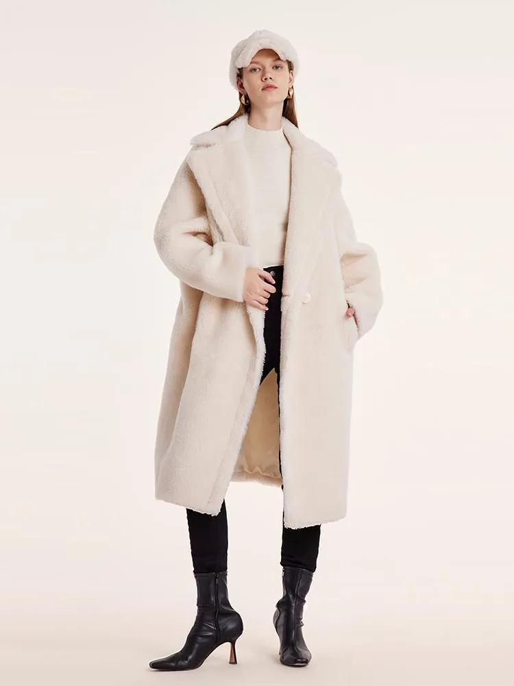 Teddy Lamb Wool Lapel Oversized Coat