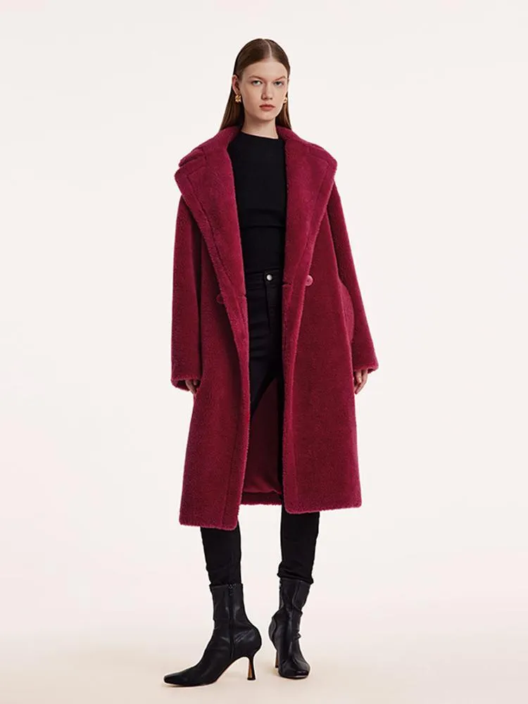 Teddy Lamb Wool Lapel Oversized Coat