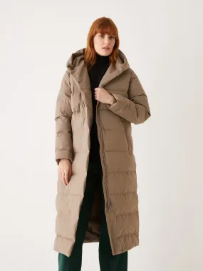 The Highland Long Puffer Coat in Walnut