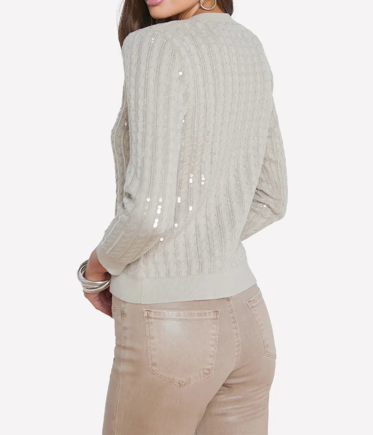 Trinity Sequin Pullover in Pale Neutral